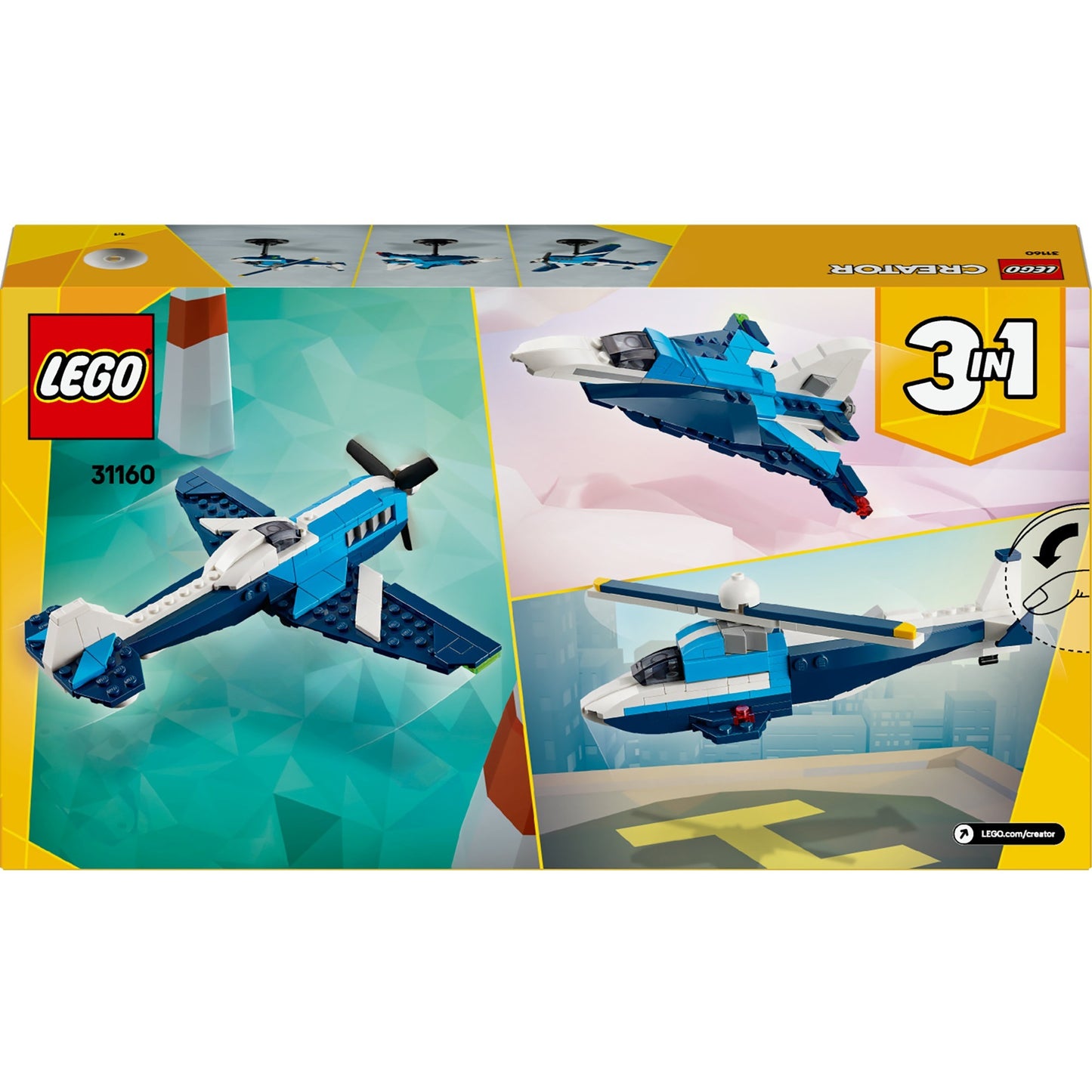 LEGO creator 3-in-1 - luchtvaart: racevliegtuig constructiespeelgoed (31160)