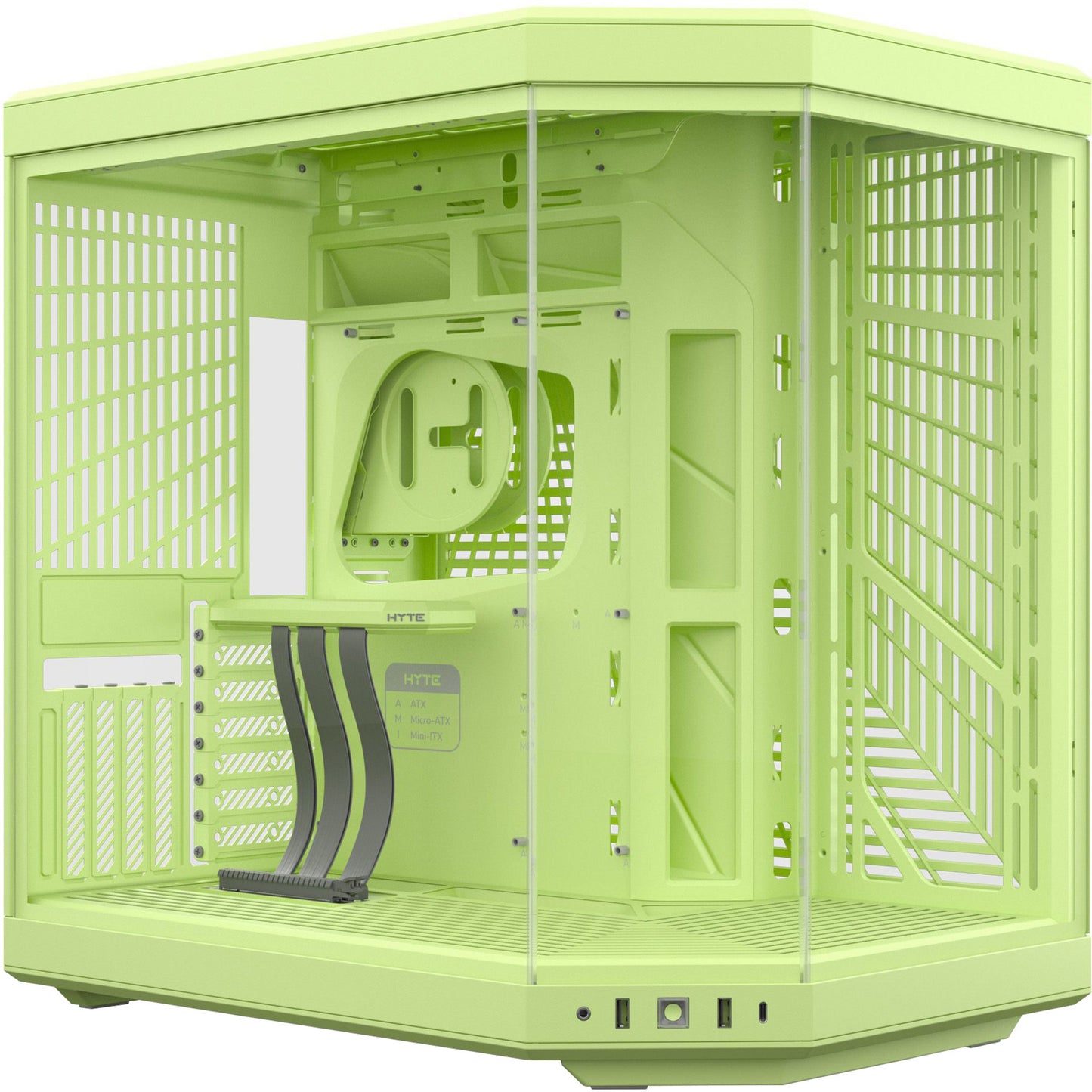 HYTE y70 midi tower behuizing (lichtgroen | 2x usb-a | 1x usb-c | tempered glass)