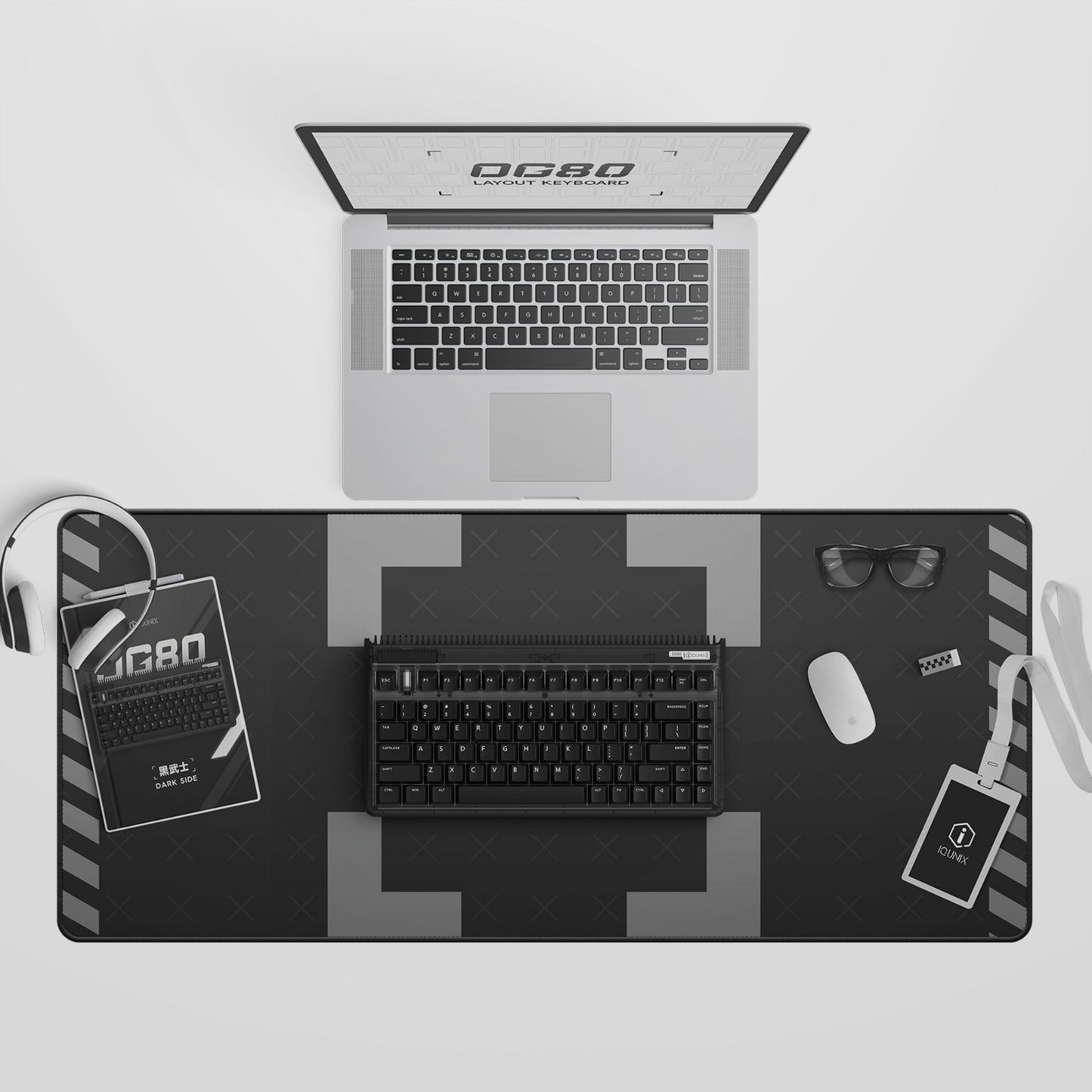 Iqunix OG80 Dark Side Wireless Mechanical Keyboard (Zwart, US lay-out (QWERTY), Gateron Red, 80% (TKL), RGB leds, Hot-swappable, PBT, 2.4GHz | Bluetooth 5.1 | USB-C)
