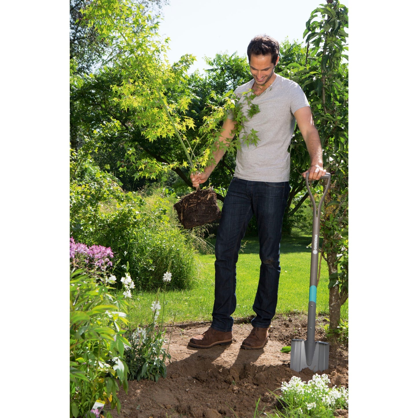 GARDENA natureline puntspade (houtkleur turquoise, 17001-20)