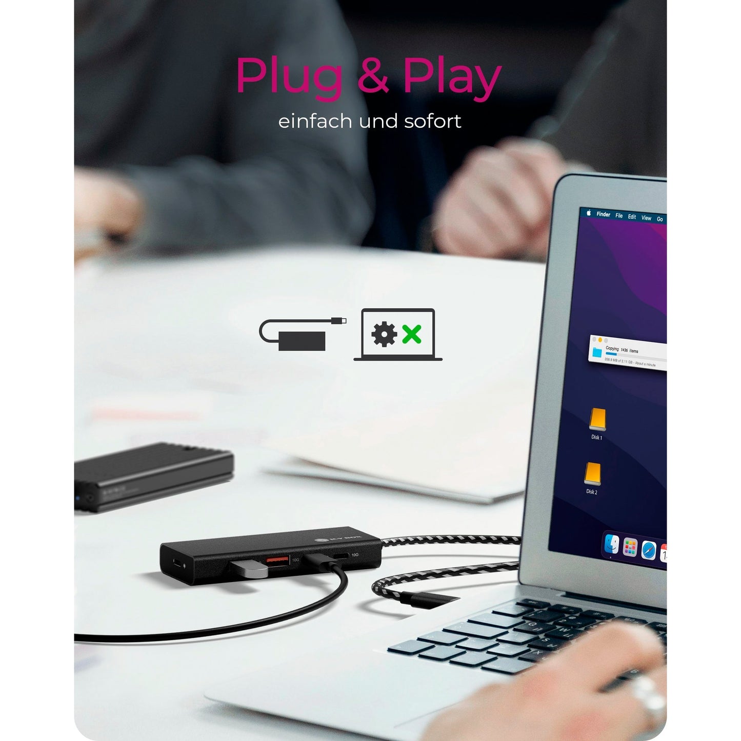 ICY BOX ib-hub1436-cpd usb-hub (zwart, 2x usb-a, 2x usb-c)
