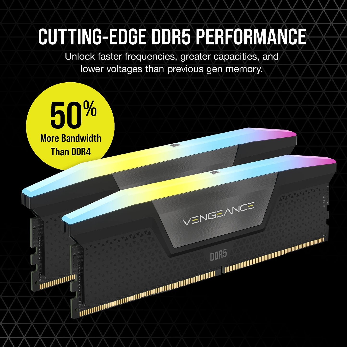 Corsair vengeance rgb 32 gb ddr5-6000 (2x 16 gb) werkgeheugen (zwart, cmh32gx5m2b6000c38, xmp 3.0)