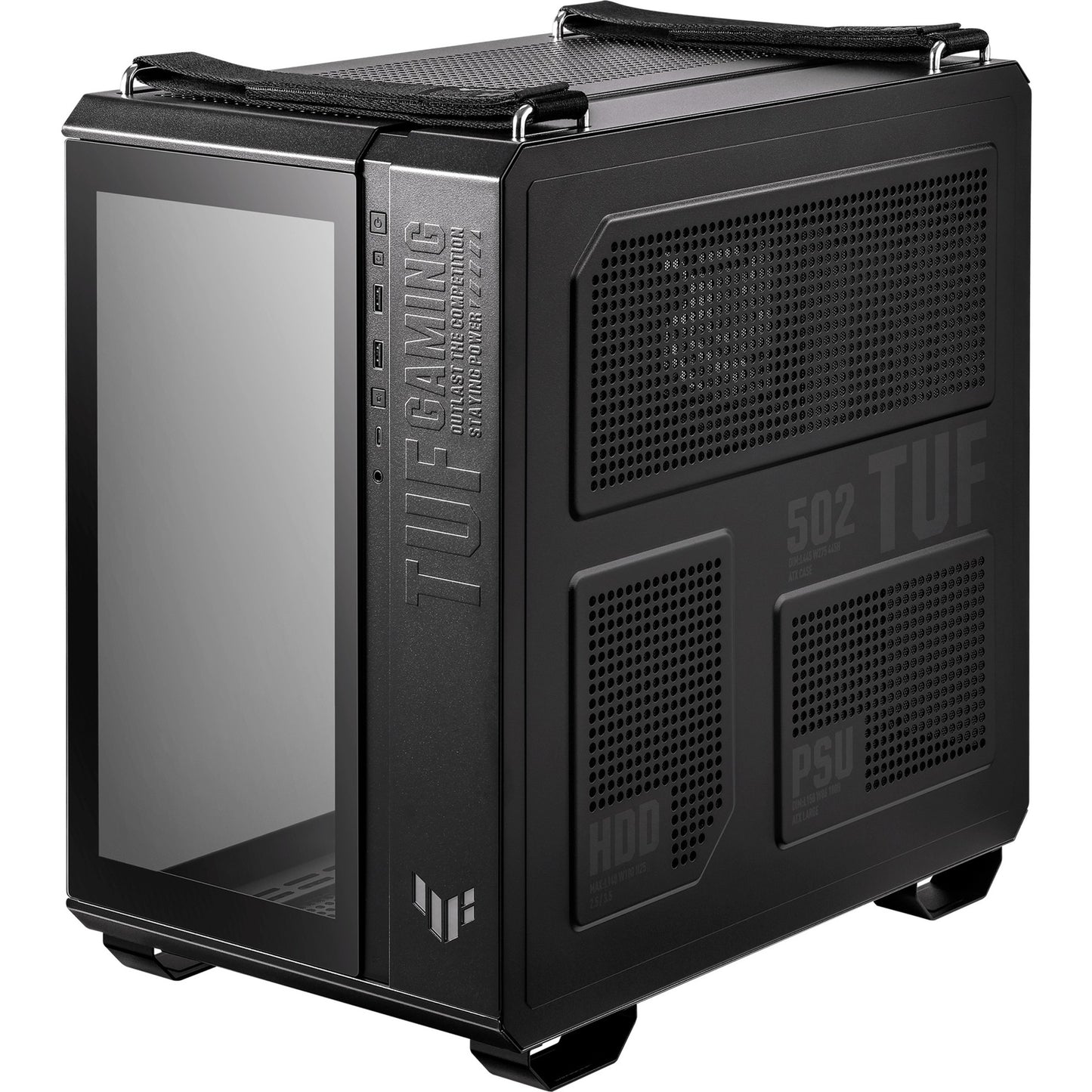 ASUS tuf gaming gt502 plus midi tower behuizing (zwart | 2x usb-a | 1x usb-c | tempered glass)