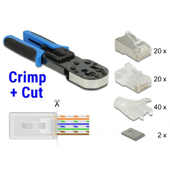DeLOCK rj45 crimp + cut set krimptang (zwart blauw)