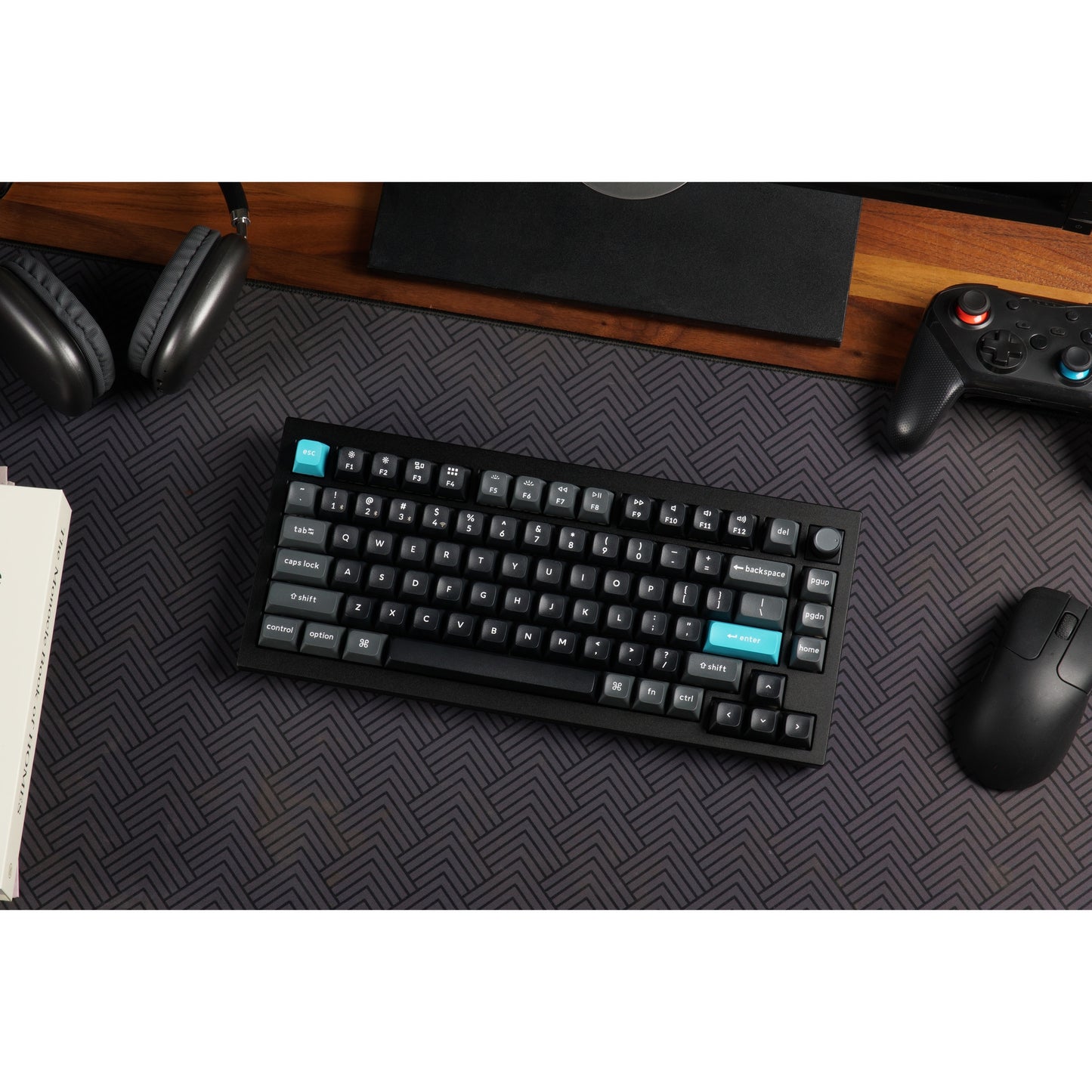 Keychron q1 ultra-m3 8k wireless custom mechanical keyboard (zwart, us lay-out (qwerty), silk pom brown, 75%, rgb, hot swap, 8k, 2.4 ghz | bluetooth 5.2 | usb-c)