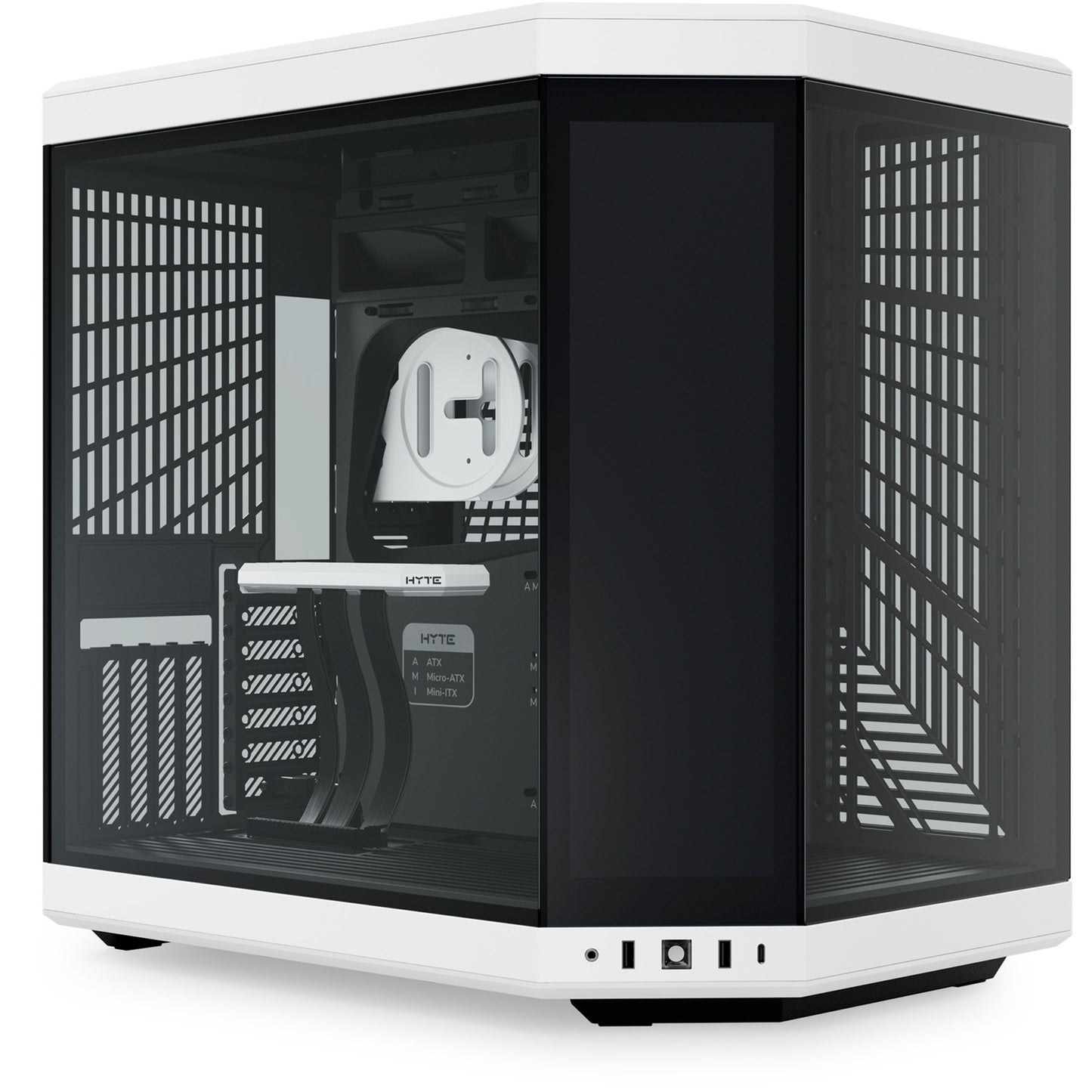 HYTE y70 touch infinite midi tower behuizing (wit zwart | 2x usb-a | 1x usb-c | tempered glass)