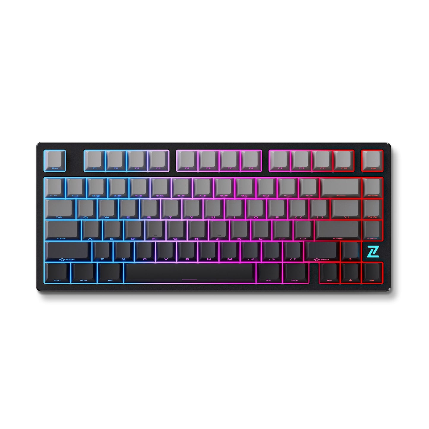 MCHOSE Z75S Mountains Gradient Flame Orange Metal Top Cover Wireless Mechanical RGB toetsenbord (Zwart, US lay-out (QWERTY), TTC Flame Orange, 75%, RGB, Hot swap, Side engraved PBT, draadloos | Bluetooth | USB-C)
