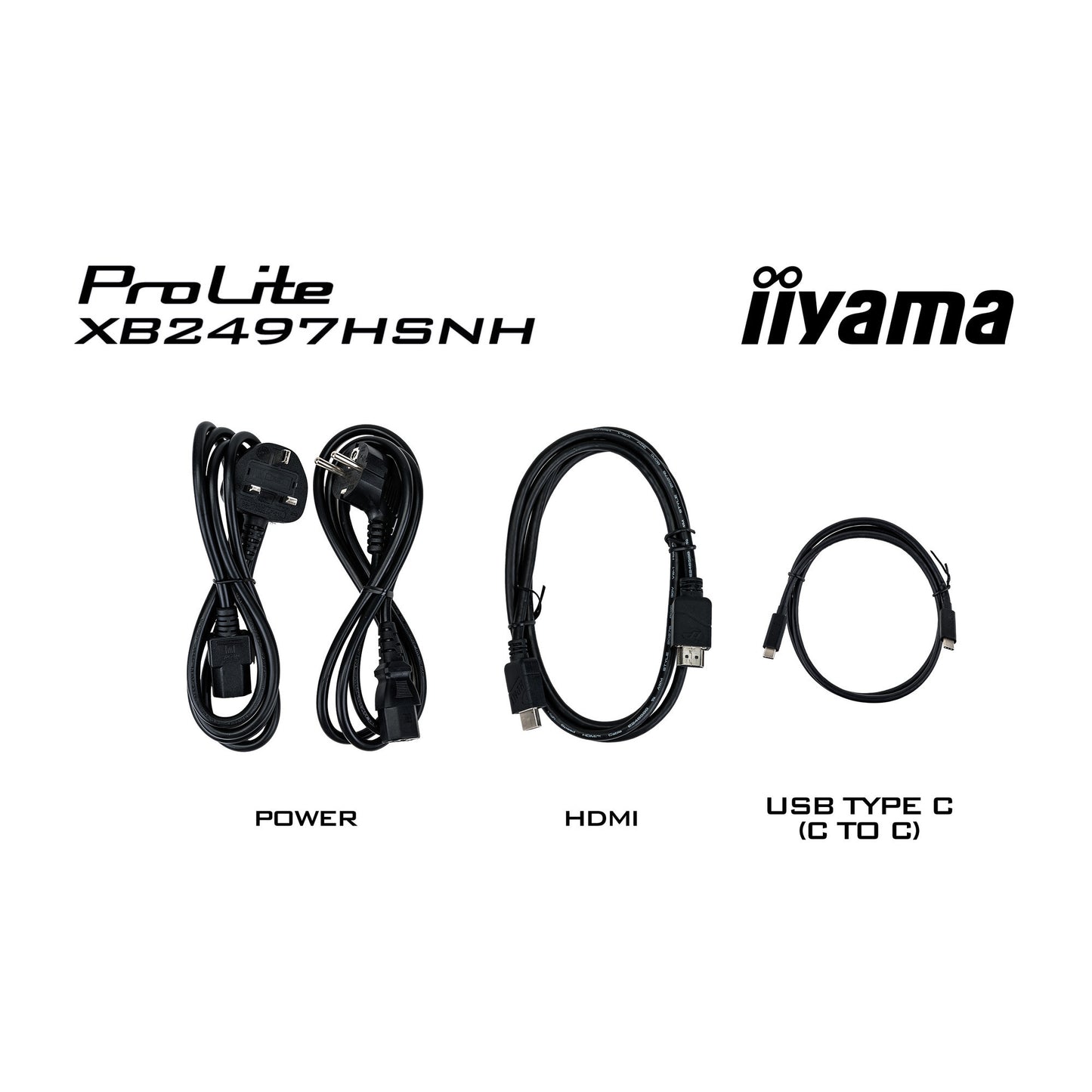 Iiyama prolite xb2497hsnh-b1 23.8 monitor (zwart, hdmi, displayport, lan, audio, usb-c, webcam)