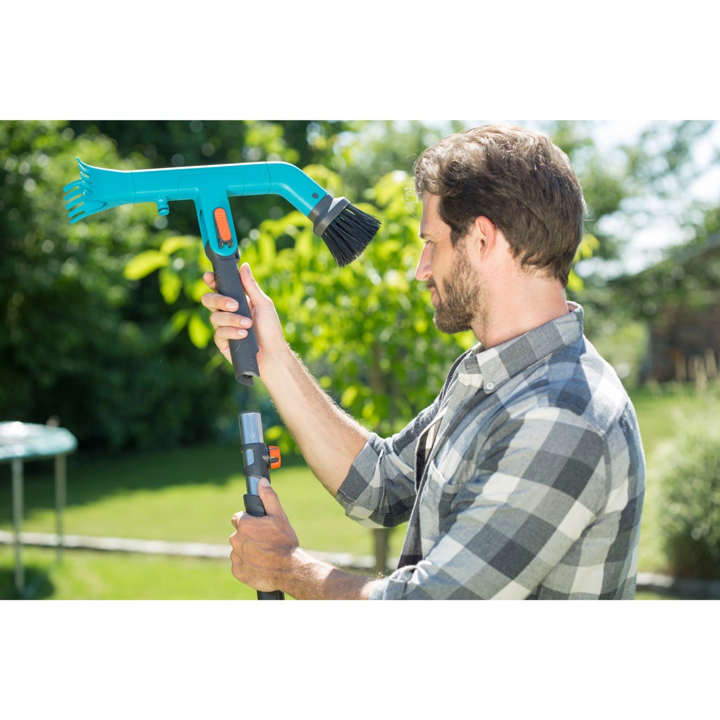 GARDENA combisystem gootreiniger gehoekte bezem (turquoise zwart, 3651-20)