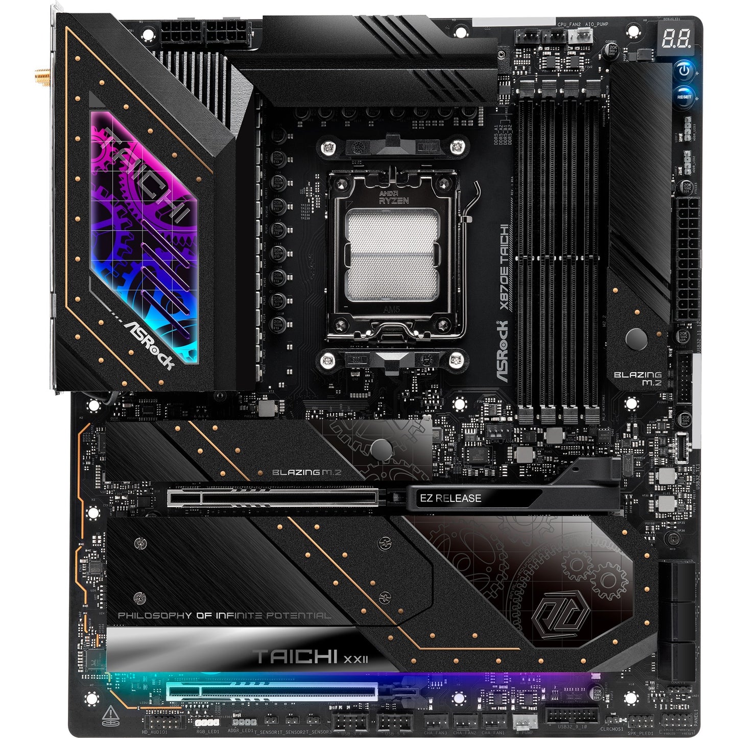 ASRock x870e taichi socket am5 moederbord (raid, 5 gb-lan, wi-fi 7, bt, e-atx)