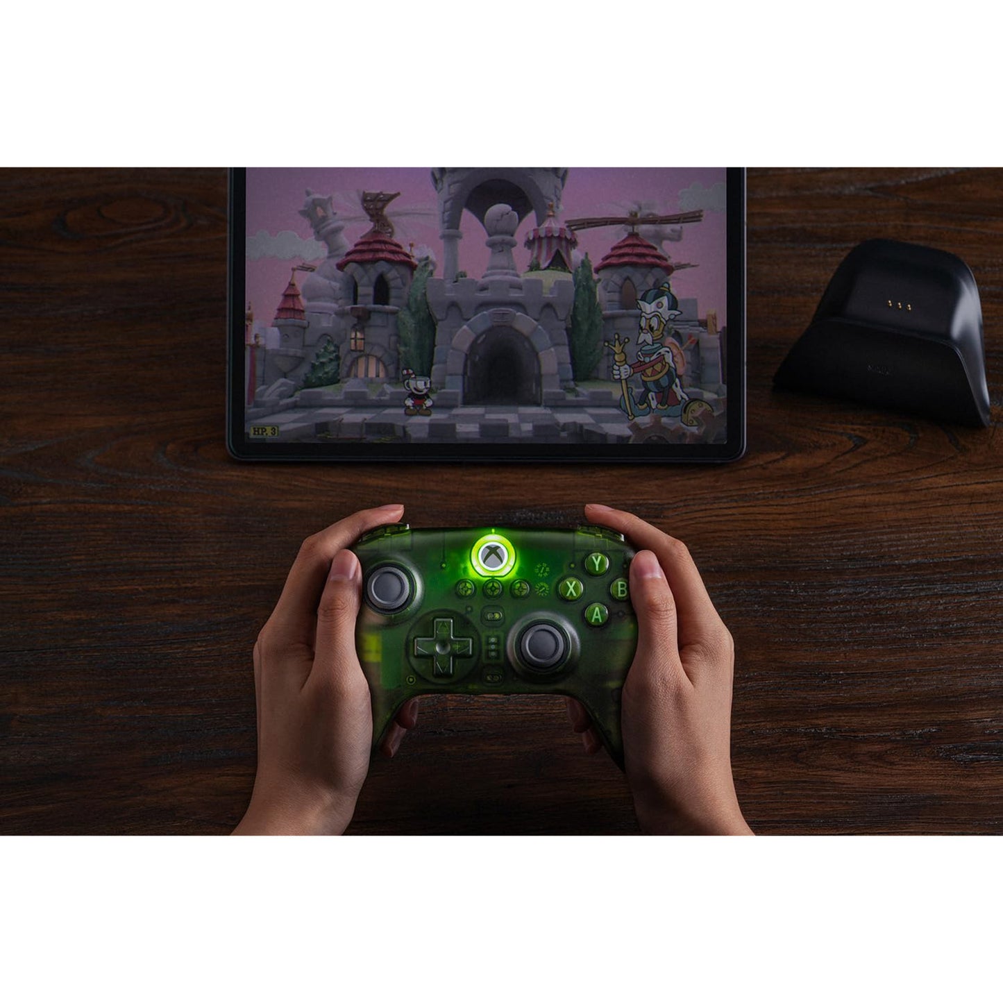 8BitDo ultimate 3-mode controller voor xbox (groen transparant, xbox series x|s, xbox one, pc, bluetooth usb-c 2.4 ghz )