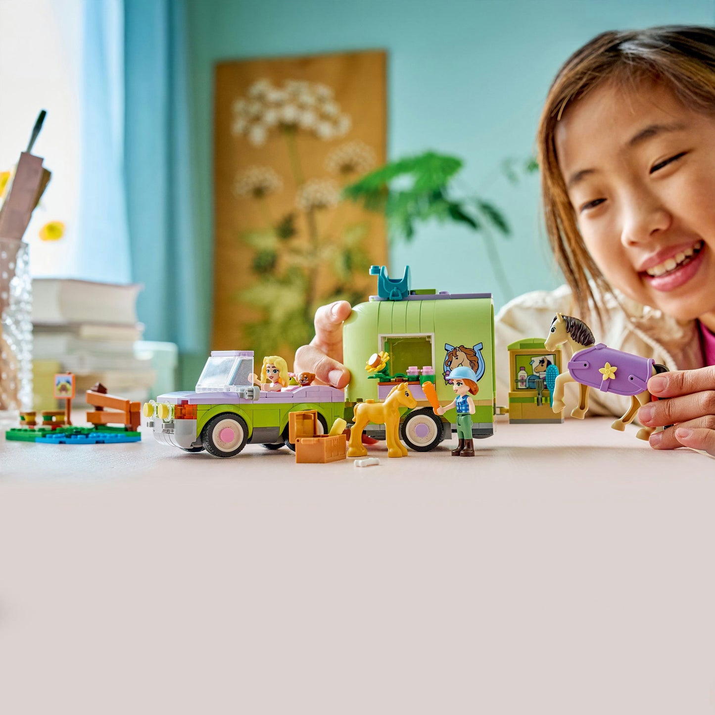 LEGO friends 42695 trailer met paard en veulen