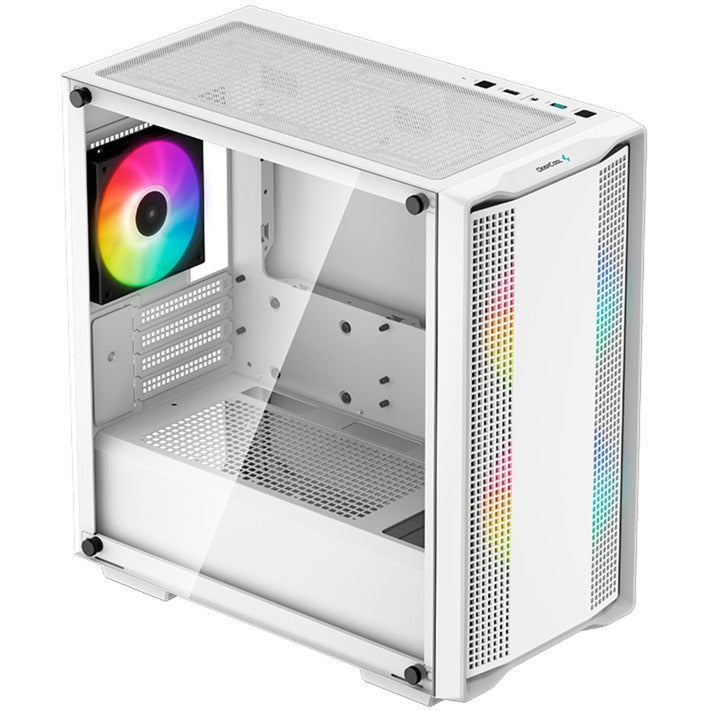 DeepCool cc360 argb midi tower behuizing (wit | 2x usb-a | rgb | tempered glass)