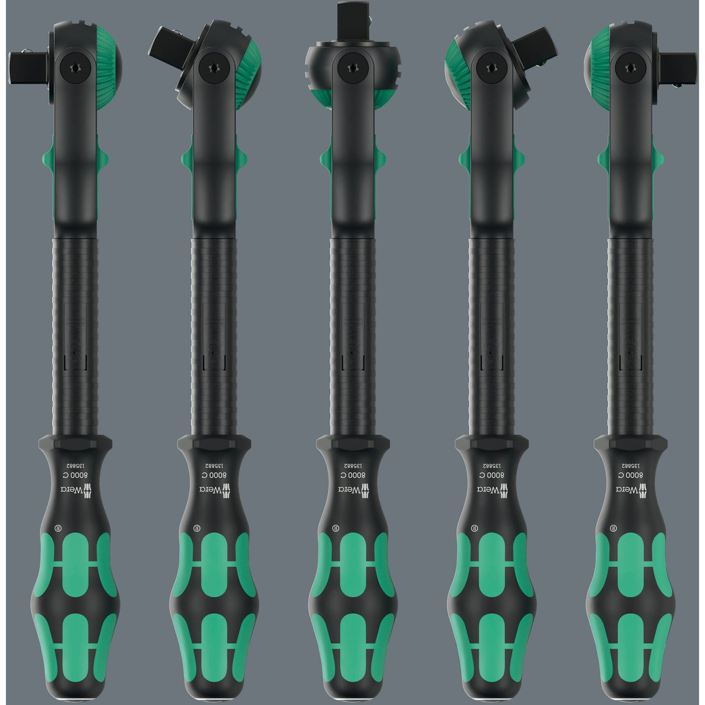 Wera 8000 c black edition zyklop speed ratel met 1 2 aandrijving (zwart groen)
