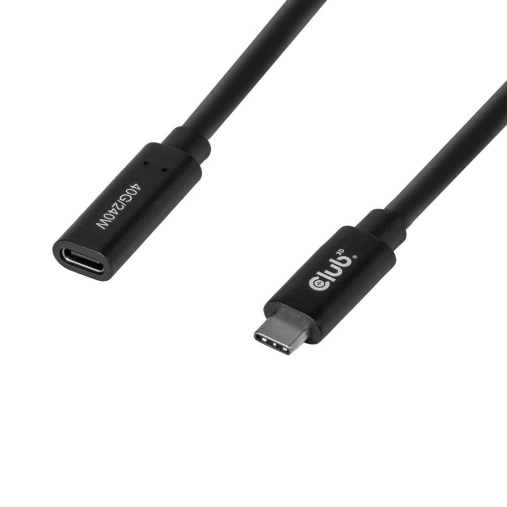 Club 3D usb-c 40 gbps verlengkabel (zwart, 1 meter, 8k 60hz, pd 240 watt)
