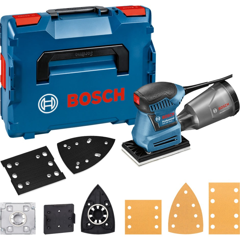 Bosch gss 160-1 a multi professional vlakschuurmachine (blauw zwart, 180 watt, l-boxx)