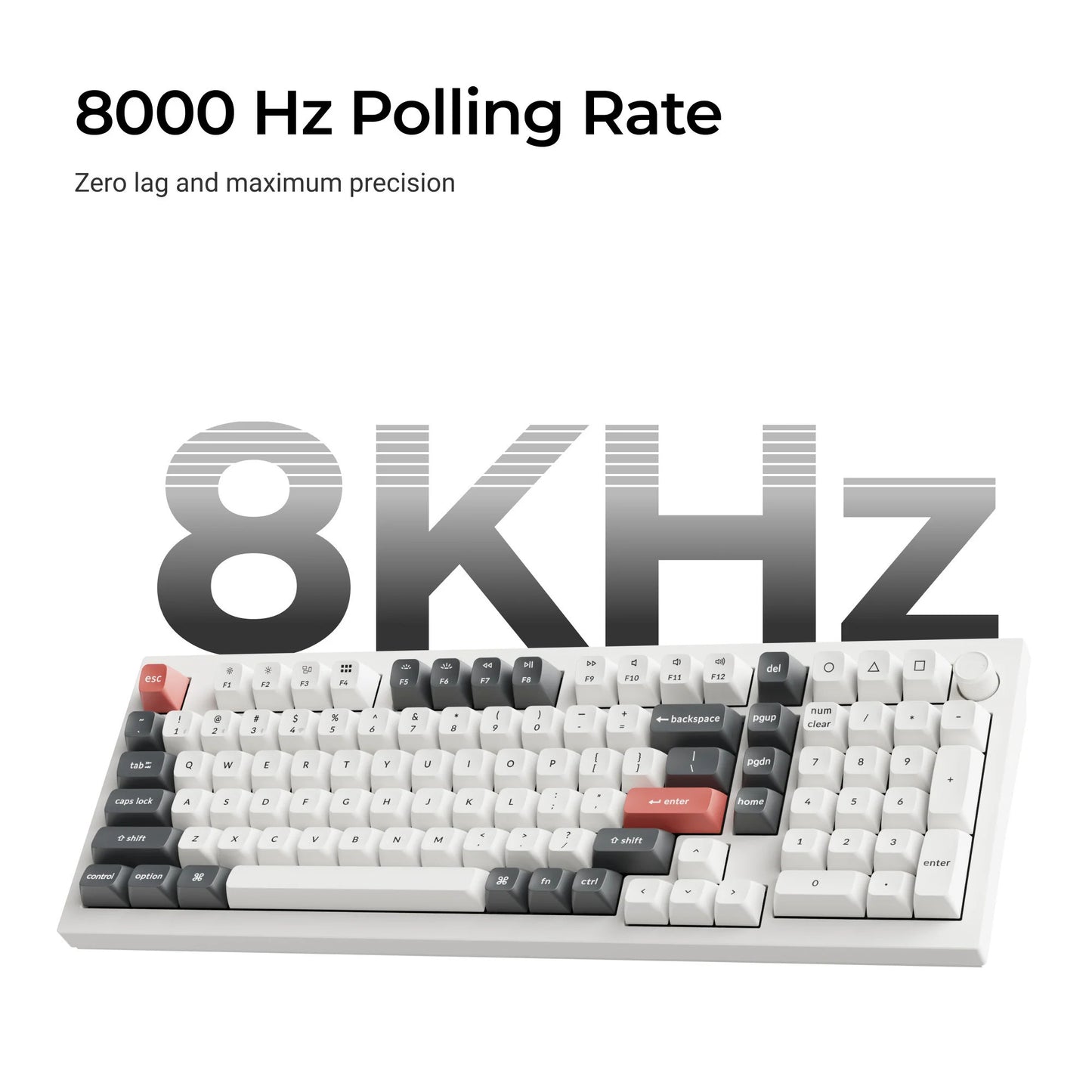 Keychron q5 ultra-m3 8k wireless custom mechanical keyboard (wit, us lay-out (qwerty), silk pom brown, 96%, rgb, hot swap, 8k, 2.4 ghz | bluetooth 5.2 | usb-c)