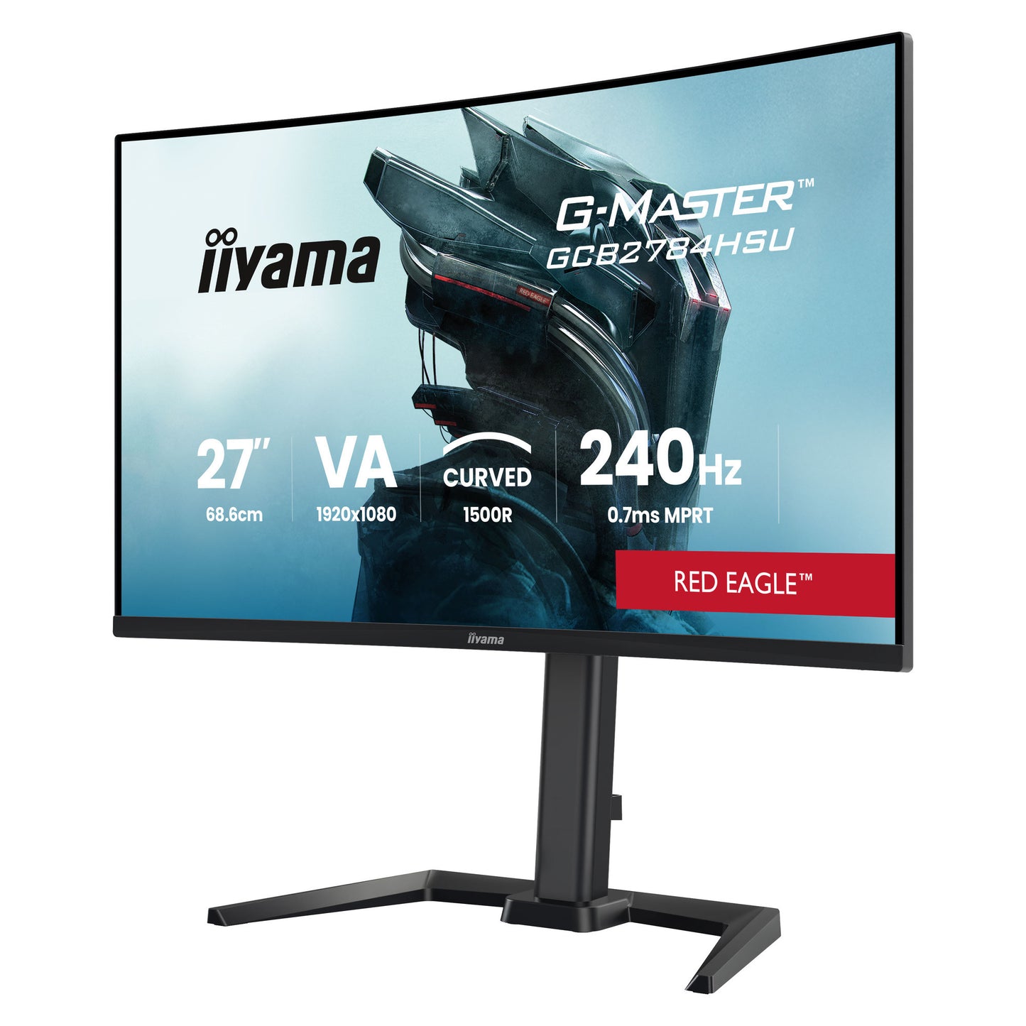 Iiyama g-master red eagle gcb2784hsu-b1 27 curved gaming monitor (zwart, 2x hdmi, 1x displayport, usb, audio, amd free-sync, 240 hz)