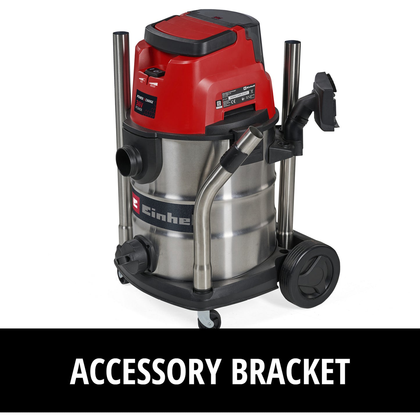 EINHELL accu nat- droogzuiger te-vc 36 25 li s-solo nat- en droogzuiger (rood roestvrij staal, accu en oplader niet inbegrepen )