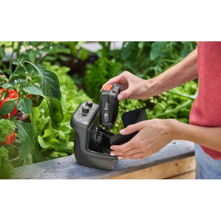 GARDENA accu regentonpomp 2400 comfortautomatic 18v p4a gebruiksklare set incl. accu en oplader (donkergrijs zwart, 14605-20 | pomp | accu | oplader | buis en aansluiting)