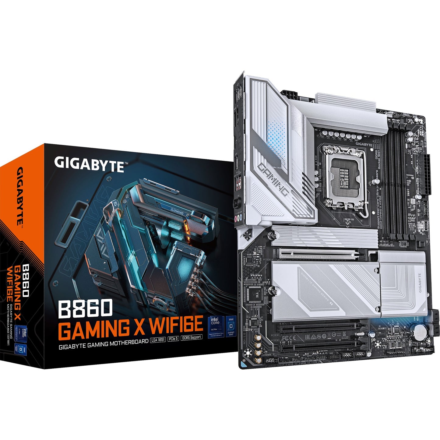 GIGABYTE b860 gaming x wifi6e socket 1851 moederbord (raid, 2,5gb-lan, wi-fi 6e, bt, sound, atx)