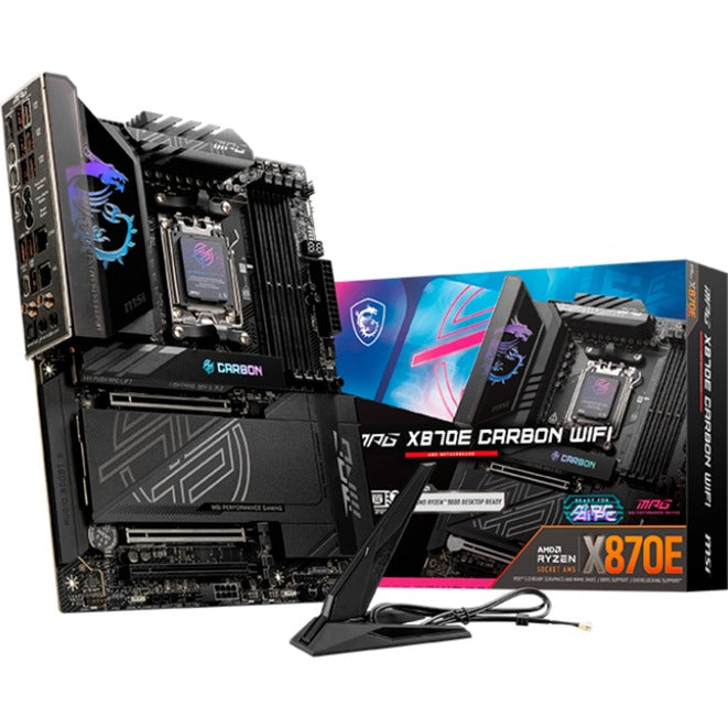 MSI mpg x870e carbon wifi socket am5 moederbord (raid, 5gb-lan, 2,5gb-lan, wi-fi 7, bt, sound, atx)