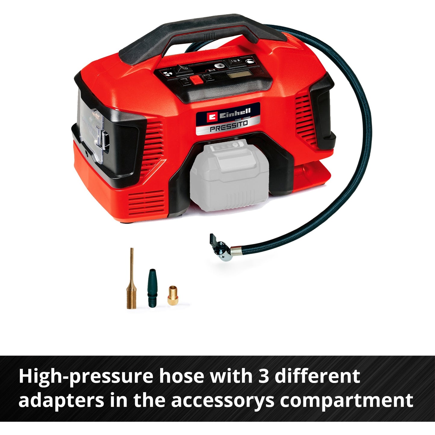 EINHELL accu compressor pressito 18 21 (rood zwart, accu en lader niet inbegrepen)