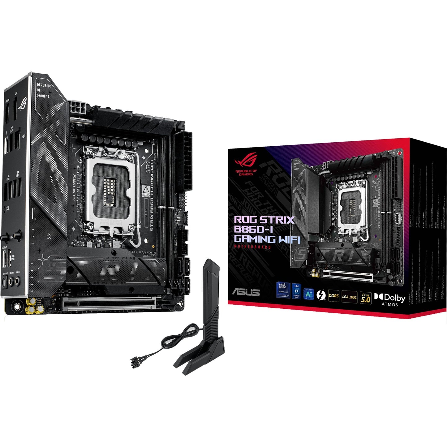 ASUS rog strix b860-i gaming wifi socket 1851 moederbord (raid, 2.5 gb-lan, wi-fi 7, bt, sound, mini-itx)