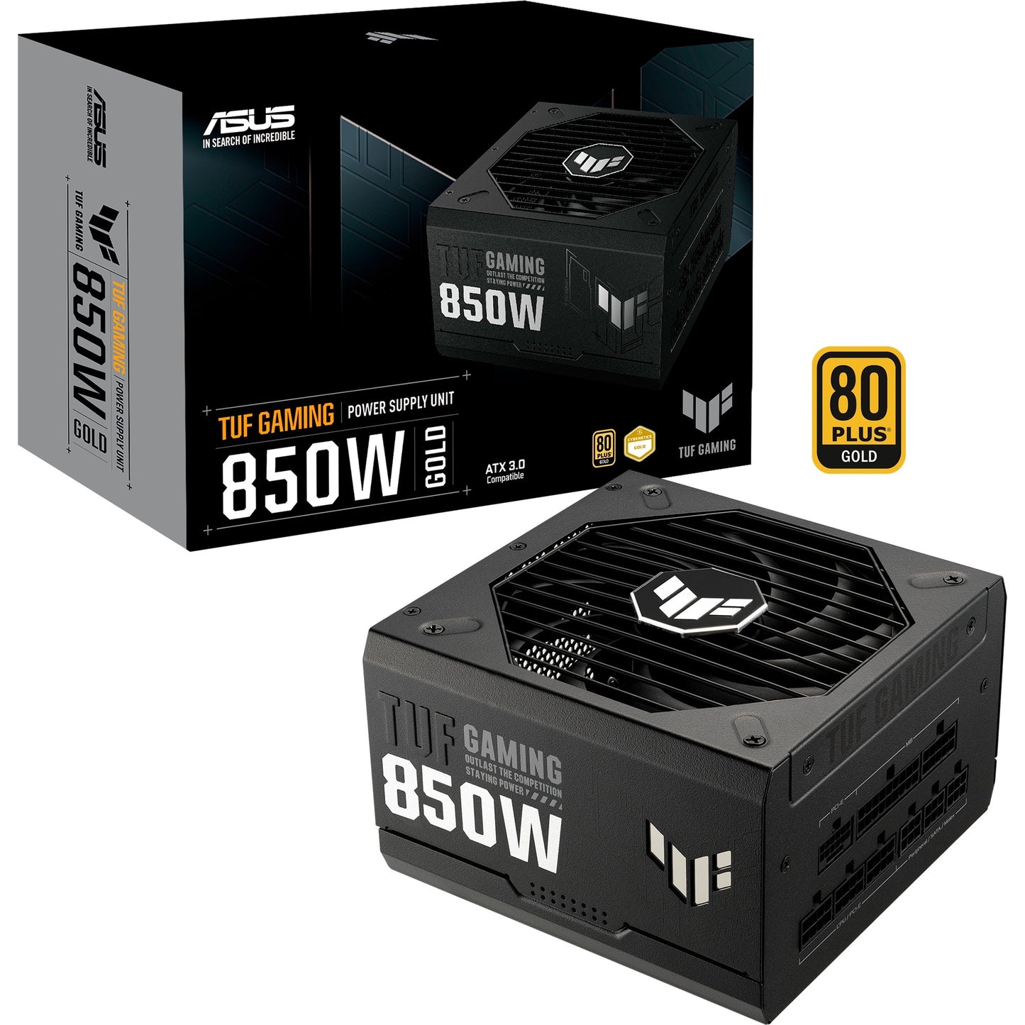 ASUS tuf gaming gold modulaire 850 watt voeding (zwart, 1x 12v-2x6, 3x pcie)