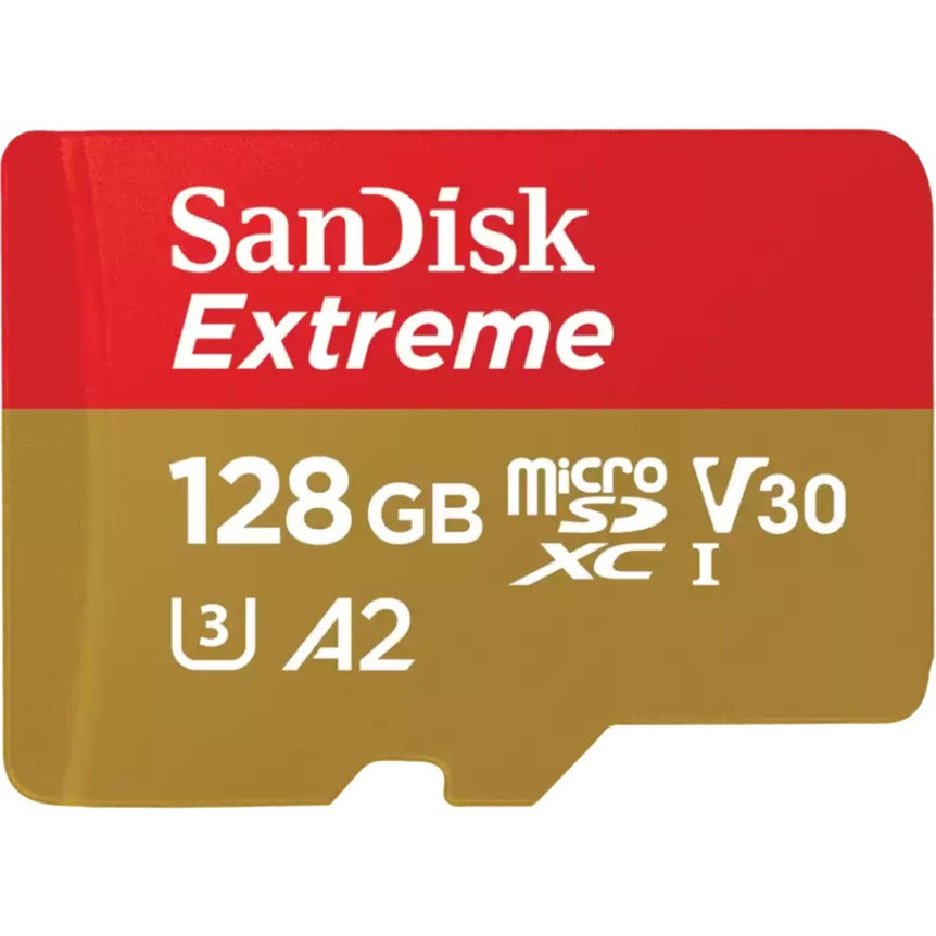 SanDisk extreme microsdxc 128 gb geheugenkaart (uhs-i u3, class 10, v30, a2, incl. adapter)