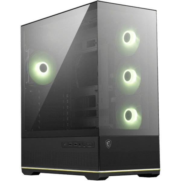 MSI mag pano 110r pz midi tower behuizing (zwart | 2x usb-a | 1x usb-c | tempered glass)