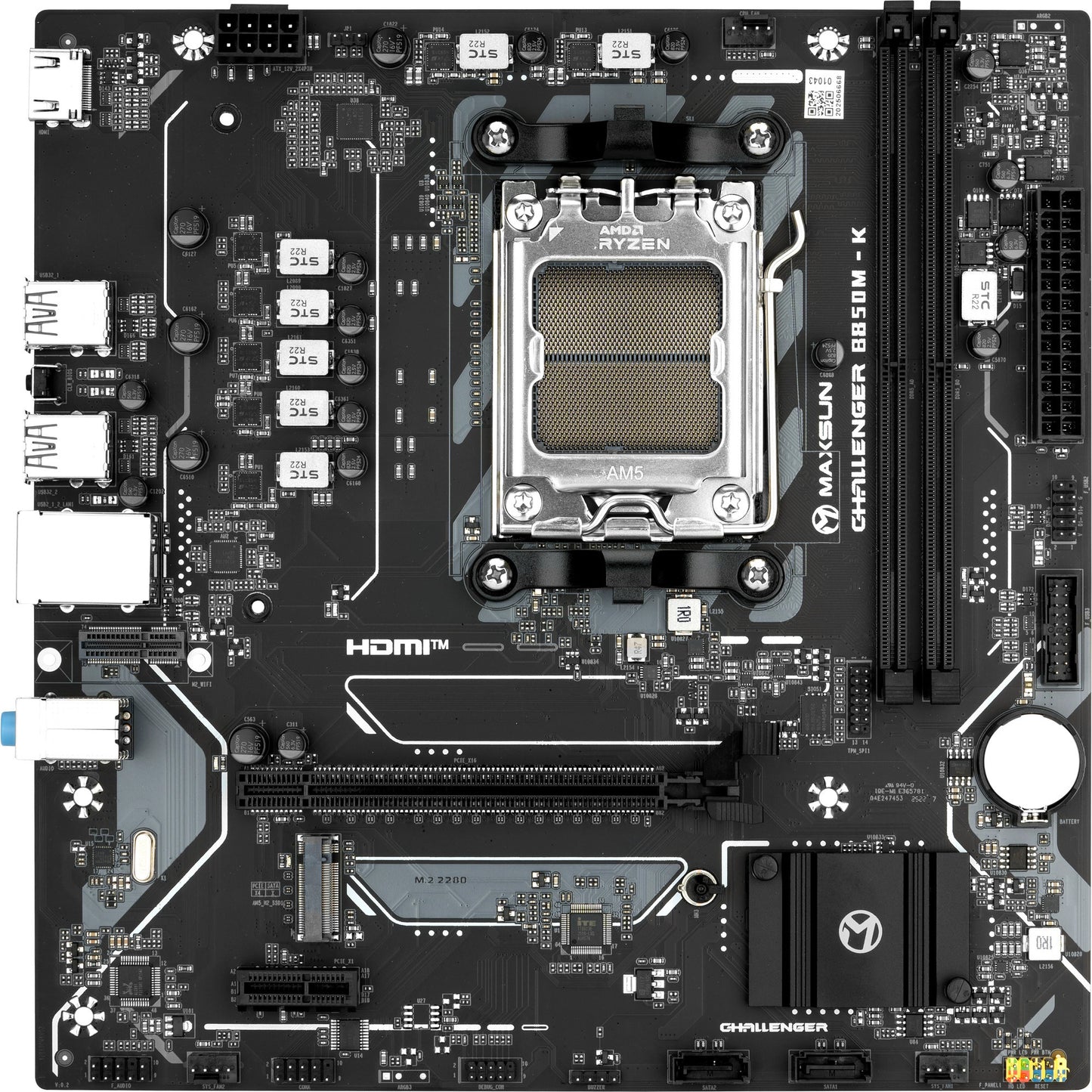 MAXSUN ms-challenger b850m-k socket am5 moederbord (zwart, raid, gb-lan, sound, µatx)