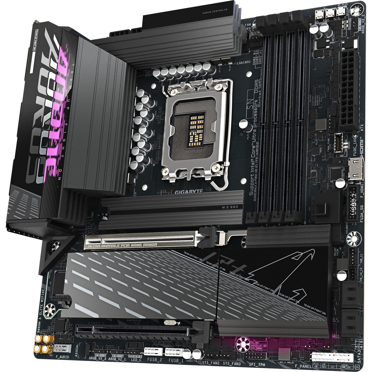 GIGABYTE b860m aorus elite wifi6e socket 1851 moederbord (zwart, raid, 2,5gb-lan, wi-fi 6e, bt, sound, µatx)