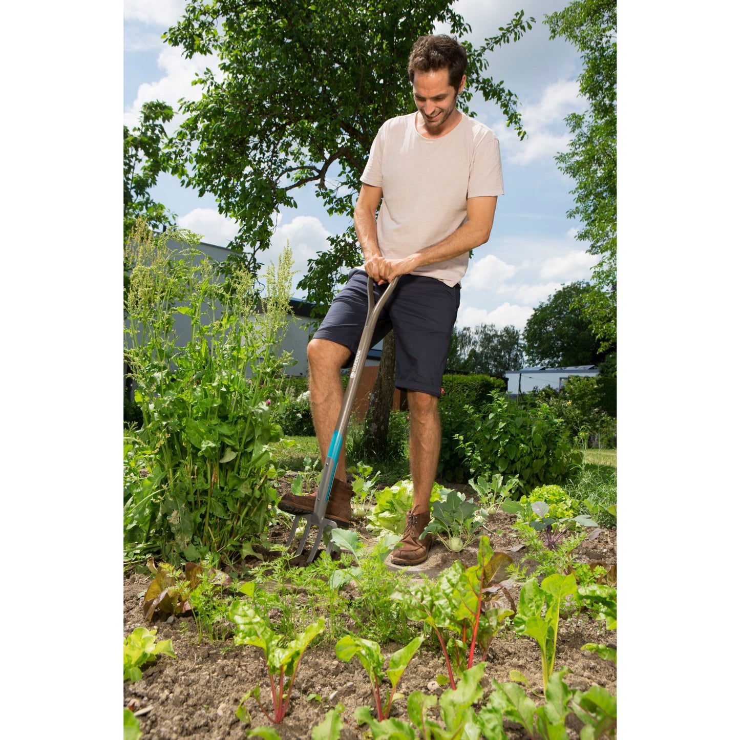 GARDENA natureline spitvork (houtkleur turquoise, 17002-20)