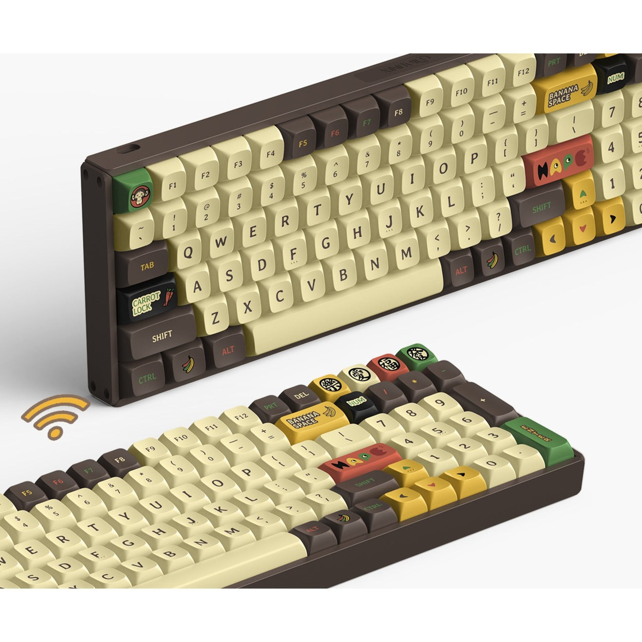 Iqunix F97 Happy Ape Wireless Mechanical Keyboard (Bruin, US lay-out (QWERTY), Gateron Brown, 96%, RGB leds, Hot-swappable, PBT, 2.4GHz | Bluetooth 5.1 | USB-C)