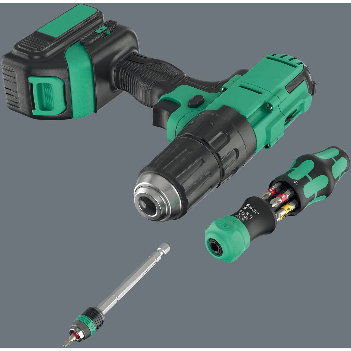 Wera kraftform kompakt 20 ra-r, 6‑delig bitset (zwart groen)