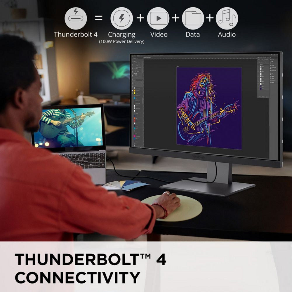 ViewSonic vp2788-5k mac-compatible 27 4k uhd monitor (zwart, 2x thunderbolt 4, 1x hdmi, 1x displayport, usb-a, usb-c)