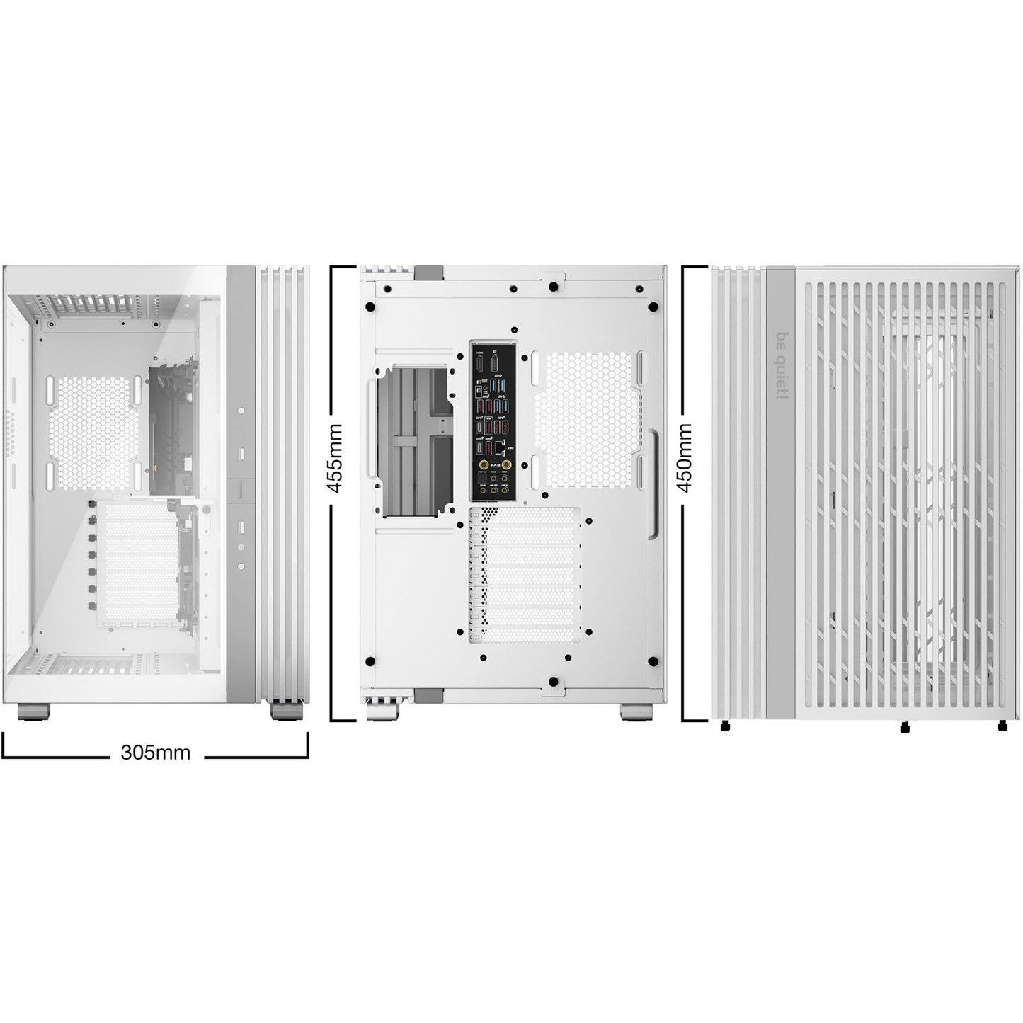 Be Quiet! light base 600 dx midi tower behuizing (wit | 2x usb-a | 1x usb-c | rgb | tempered glass)
