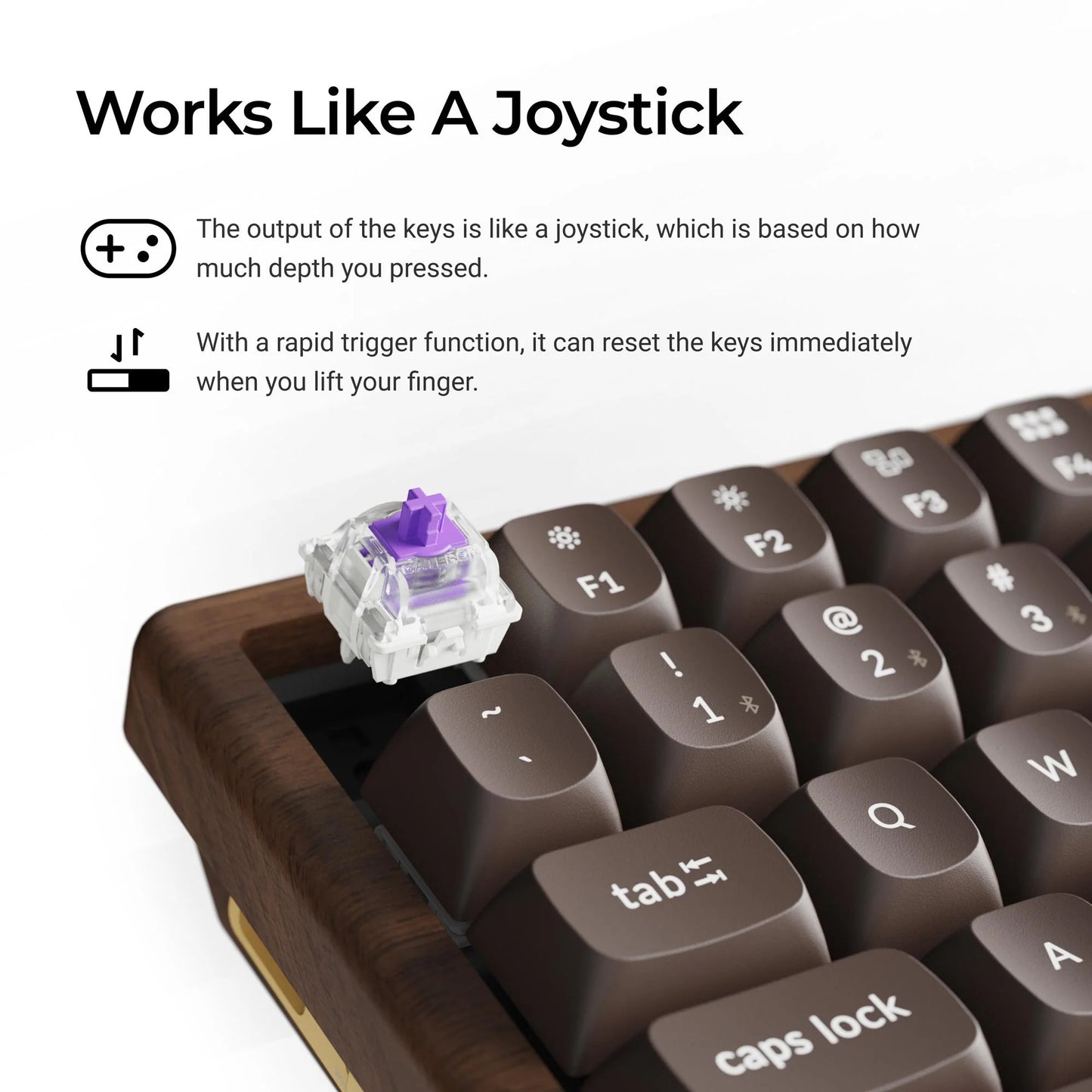 Keychron k2he all-wood special edition mechanisch toetsenbord (houtkleur, us lay-out (qwerty), gateron double-rail magnetic nebula, 75%, gateron double-rail magnetic, osa pbt double-shot, hot swap, bluetooth 5.2 | usb-c)