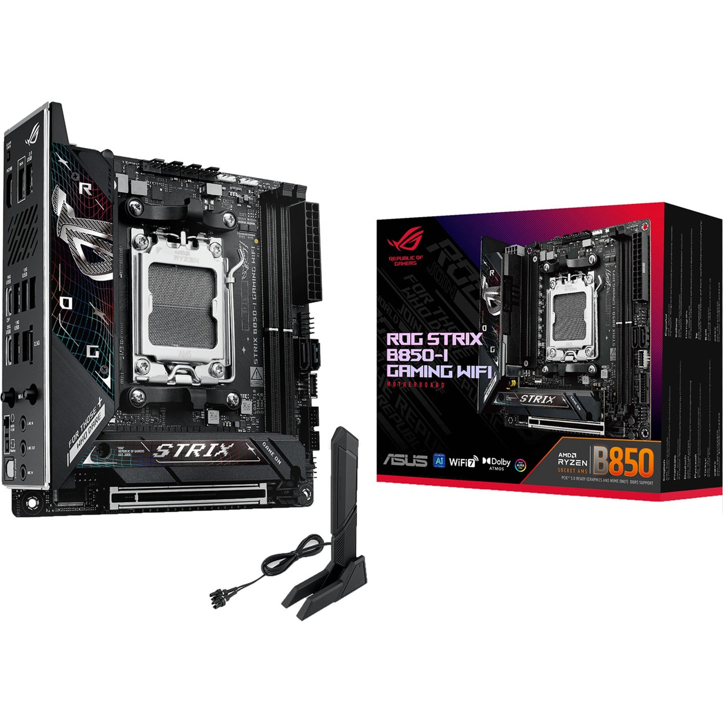ASUS rog strix b850-i gaming wifi socket am5 moederbord (2.5gb-lan, wi-fi 7, bt, sound, mini-itx)