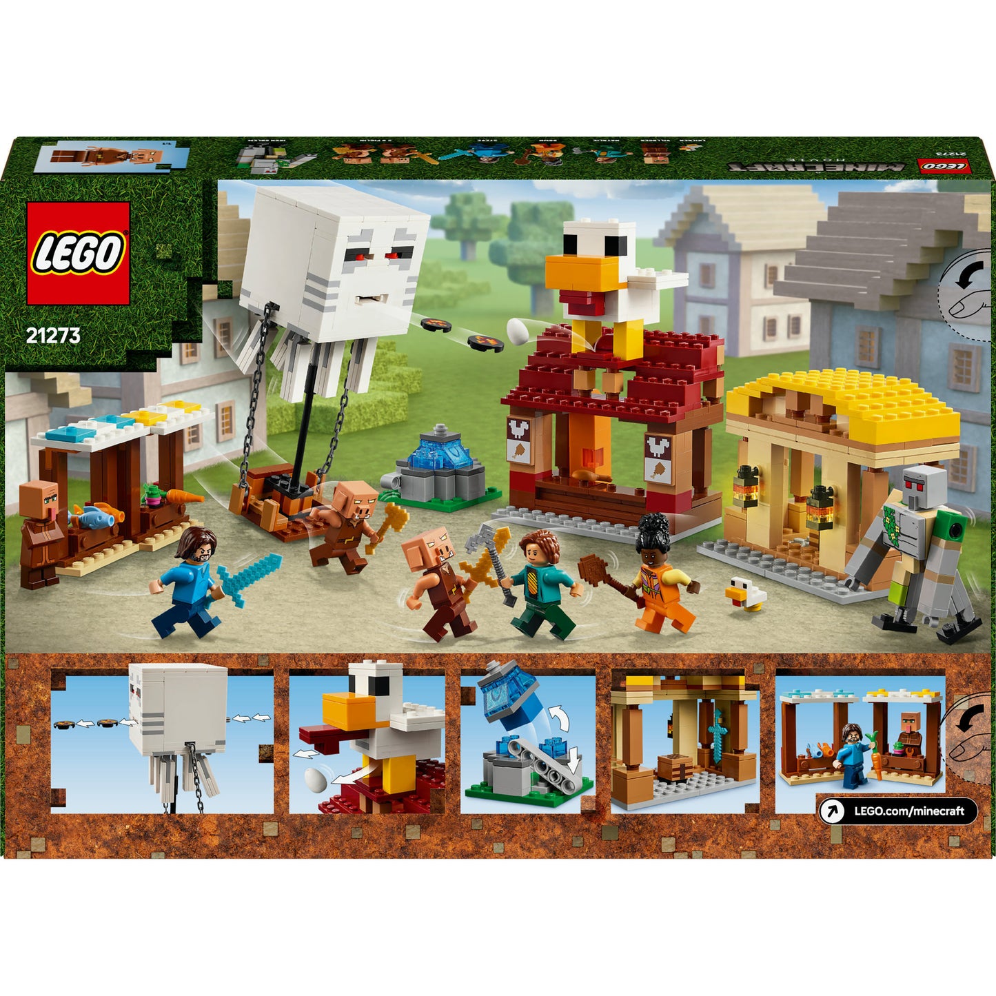 LEGO minecraft 21273 de ghast-ballon aanval op het dorp