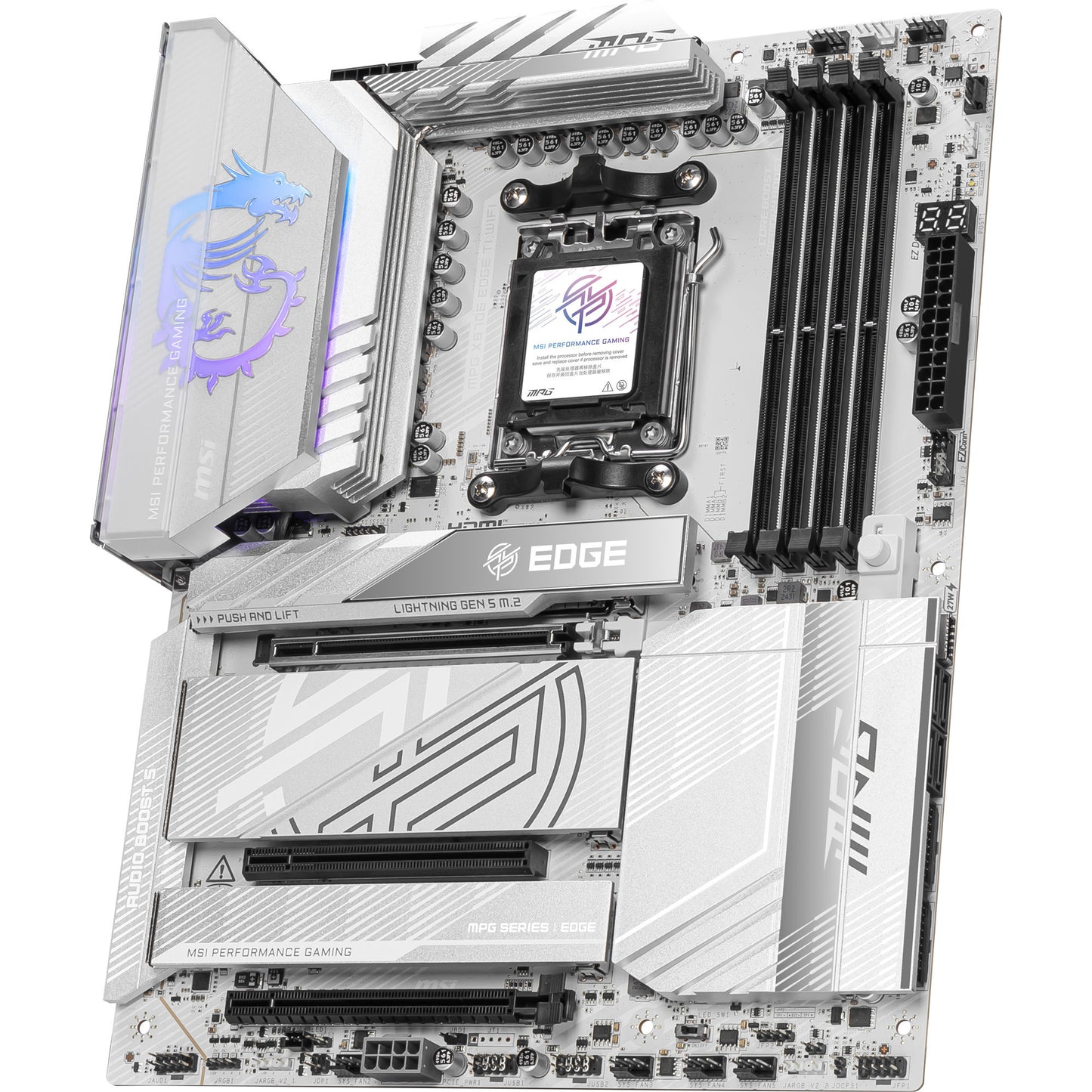 MSI mpg x870e edge ti wifi socket am5 moederbord (zilver, 5gb-lan, wi-fi 7, bt, sound, atx)