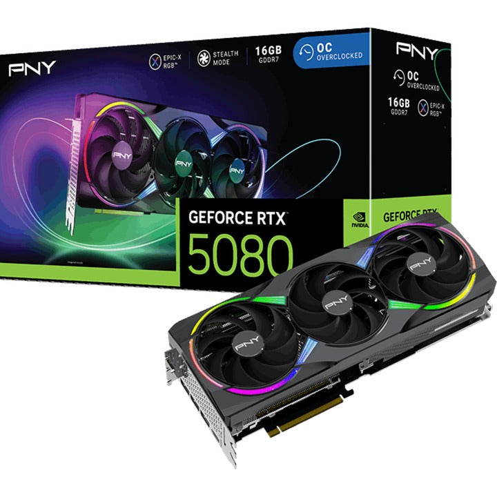 PNY geforce rtx 5080 argb oc grafische kaart (dlss 4, 3x displayport, 1x hdmi 2.1)