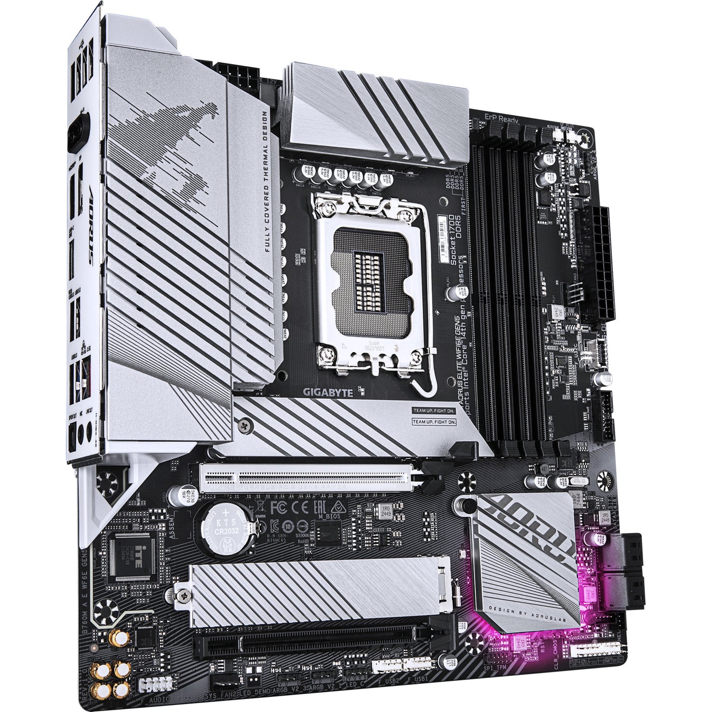 GIGABYTE b760m aorus elite wifi6e gen5 socket 1700 moederbord (wit, raid, 2.5gb-lan, wi-fi 6e, bt 5.3, sound, µatx)