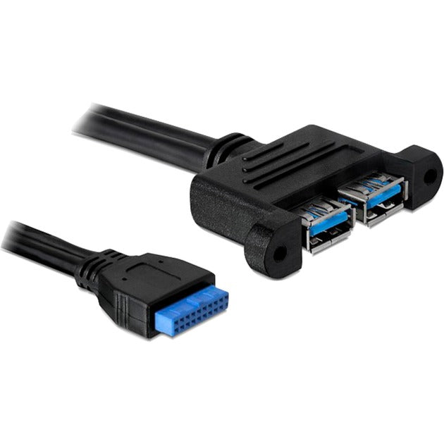 DeLOCK usb 3.0 pin header female > 2x usb-a 3.0 female parallel kabel (zwart, 0,45 meter)
