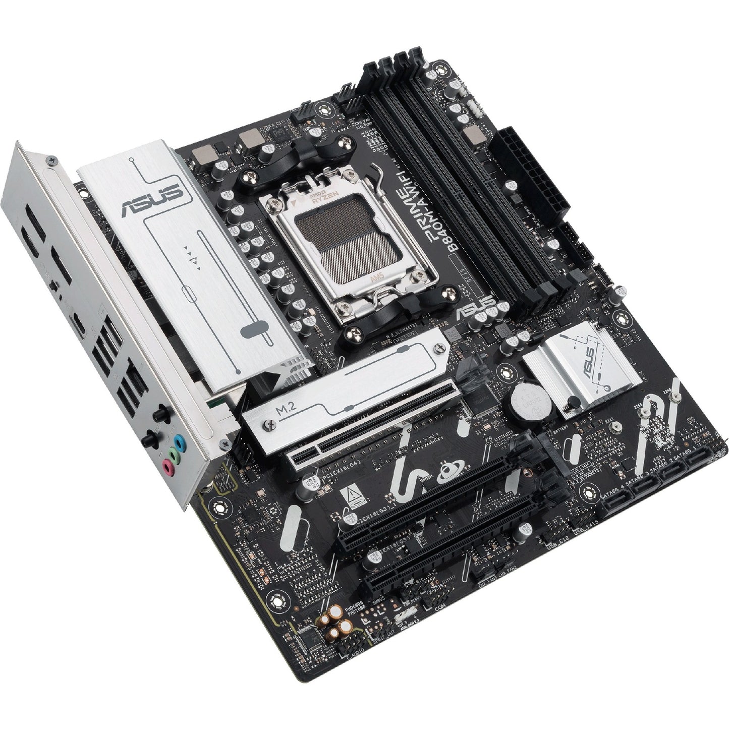 ASUS prime b840m-a wifi socket am5 moederbord (2.5 gbe-lan, wi-fi 6e, bt, sound, µatx)