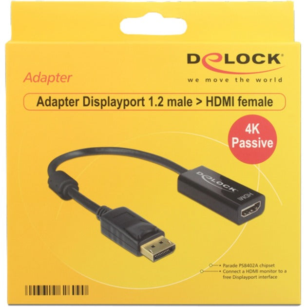 DeLOCK displayport 1.2 > hdmi adapter (zwart, 0,2 meter, 4k)