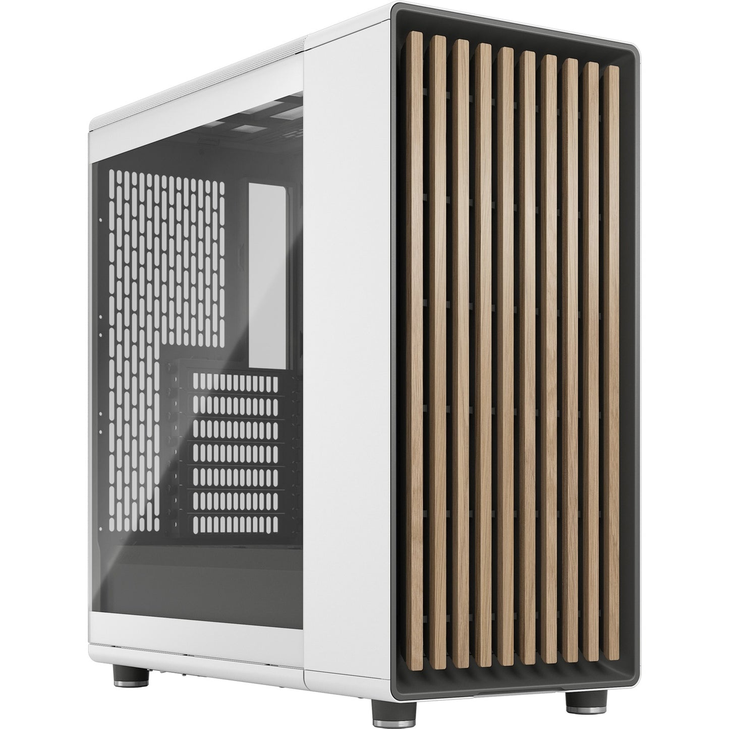 Fractal Design north midi tower behuizing (wit houtkleur | 2x usb-a | 1x usb-c | tempered glass)