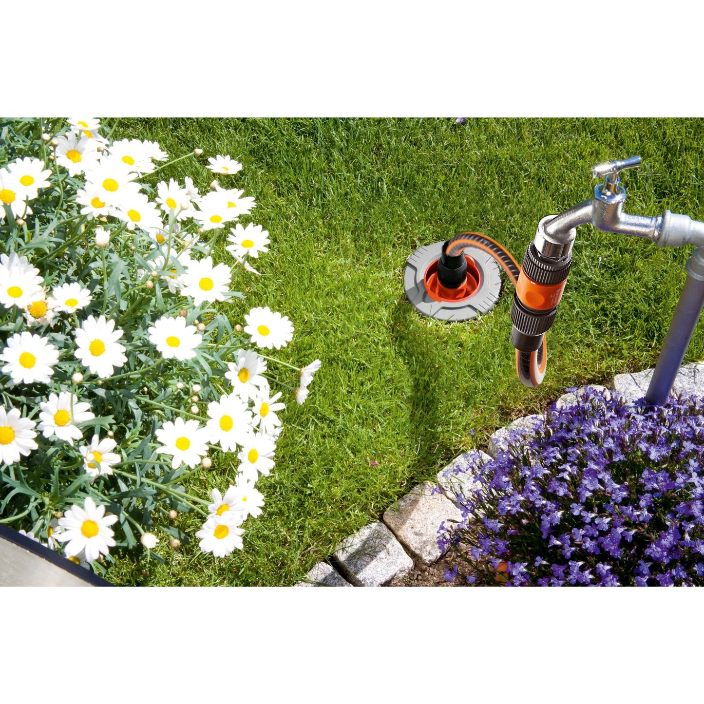 GARDENA profi-system aansluitgarnituur kraanstuk (grijs oranje, 2713-20 | voor pipeline of sprinklersystem)