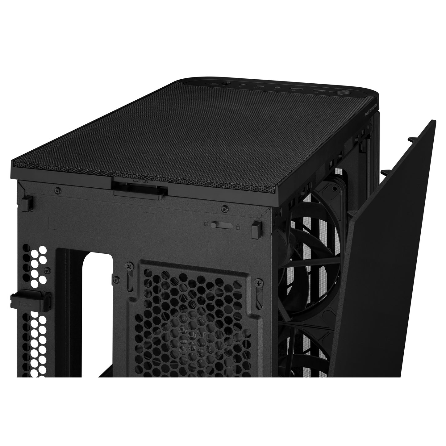 ASUS proart pa401 wood edition - metal panel midi tower behuizing (zwart | 2x usb-a | 1x usb-c)